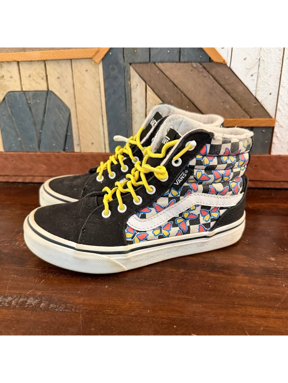 Vans Filmore Hi Butterfly Checkerboard High Top Sneakers Kids Missy Size 1